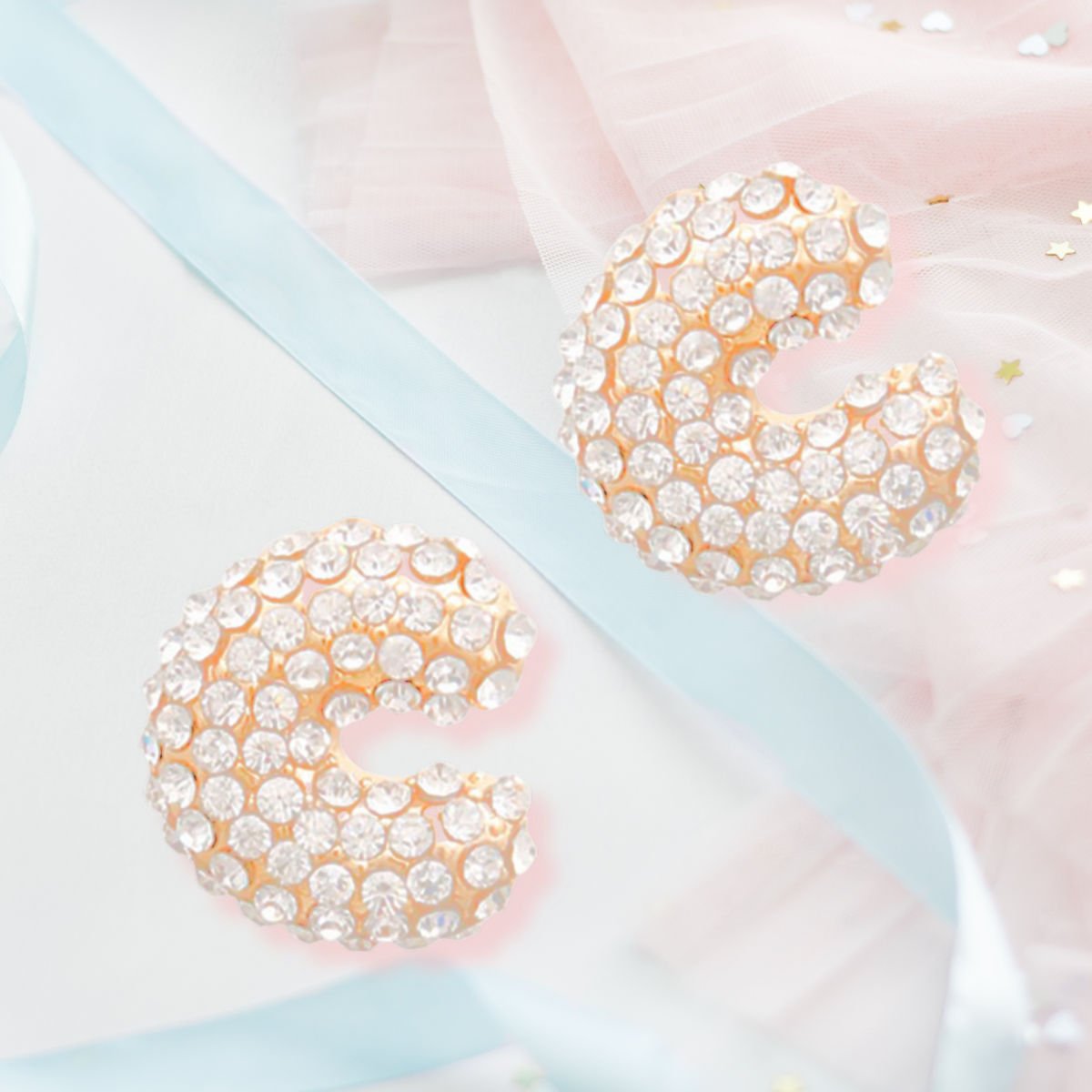 C Initial Rhinestone Studs - Cowgirltops.com