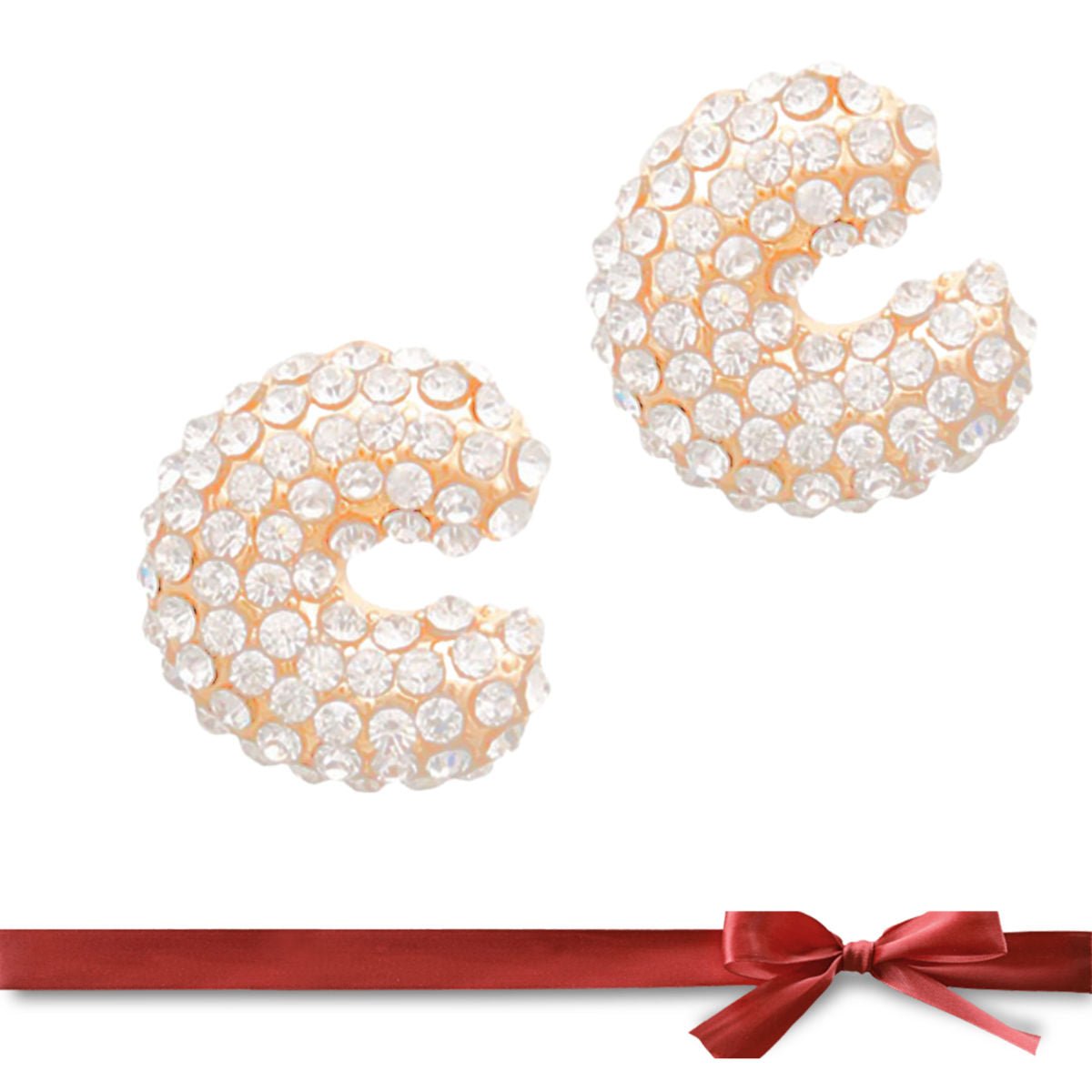 C Initial Rhinestone Studs - Cowgirltops.com