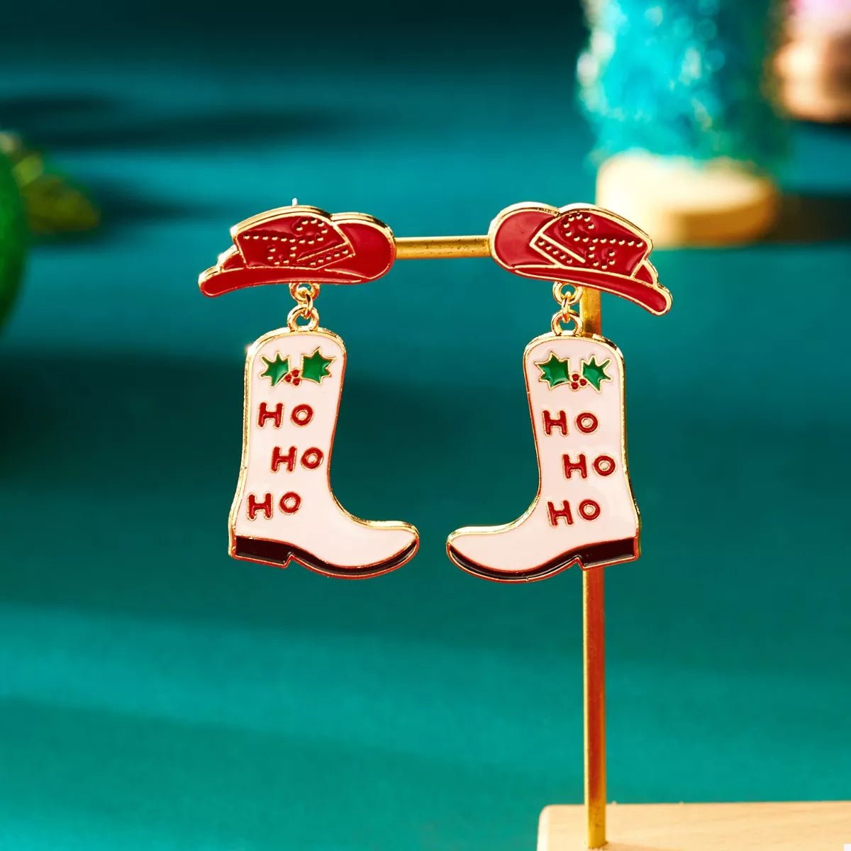 Christmas Cowboy Boots Earrings - Cowgirltops.com