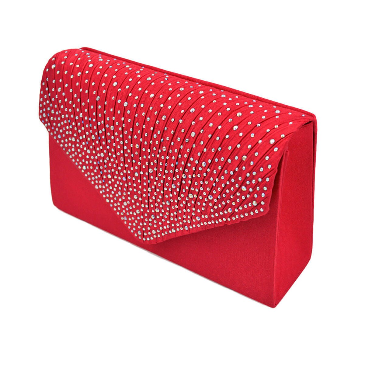 Clutch Red Ruched Rhinestone Bag for Women - Cowgirltops.com