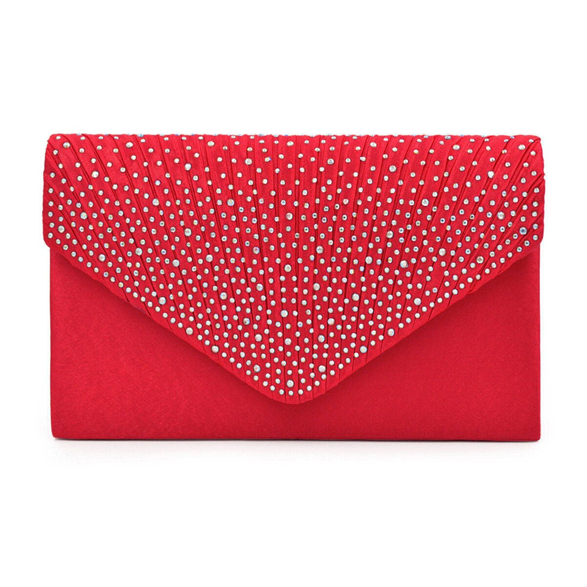 Clutch Red Ruched Rhinestone Bag for Women - Cowgirltops.com