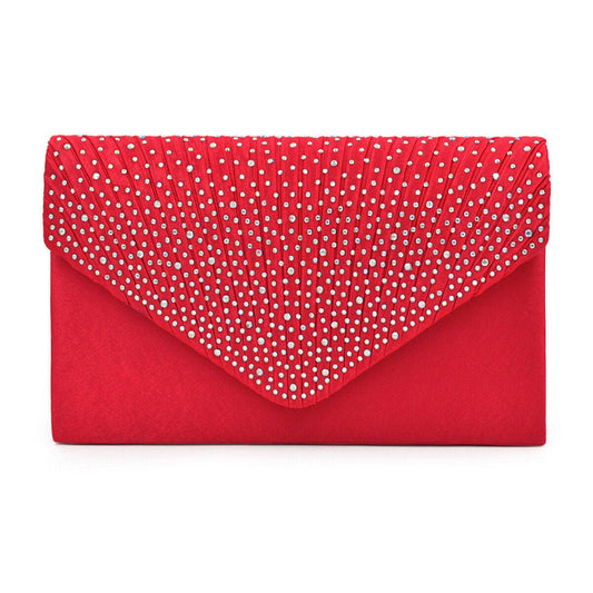 Clutch Red Ruched Rhinestone Bag for Women - Cowgirltops.com