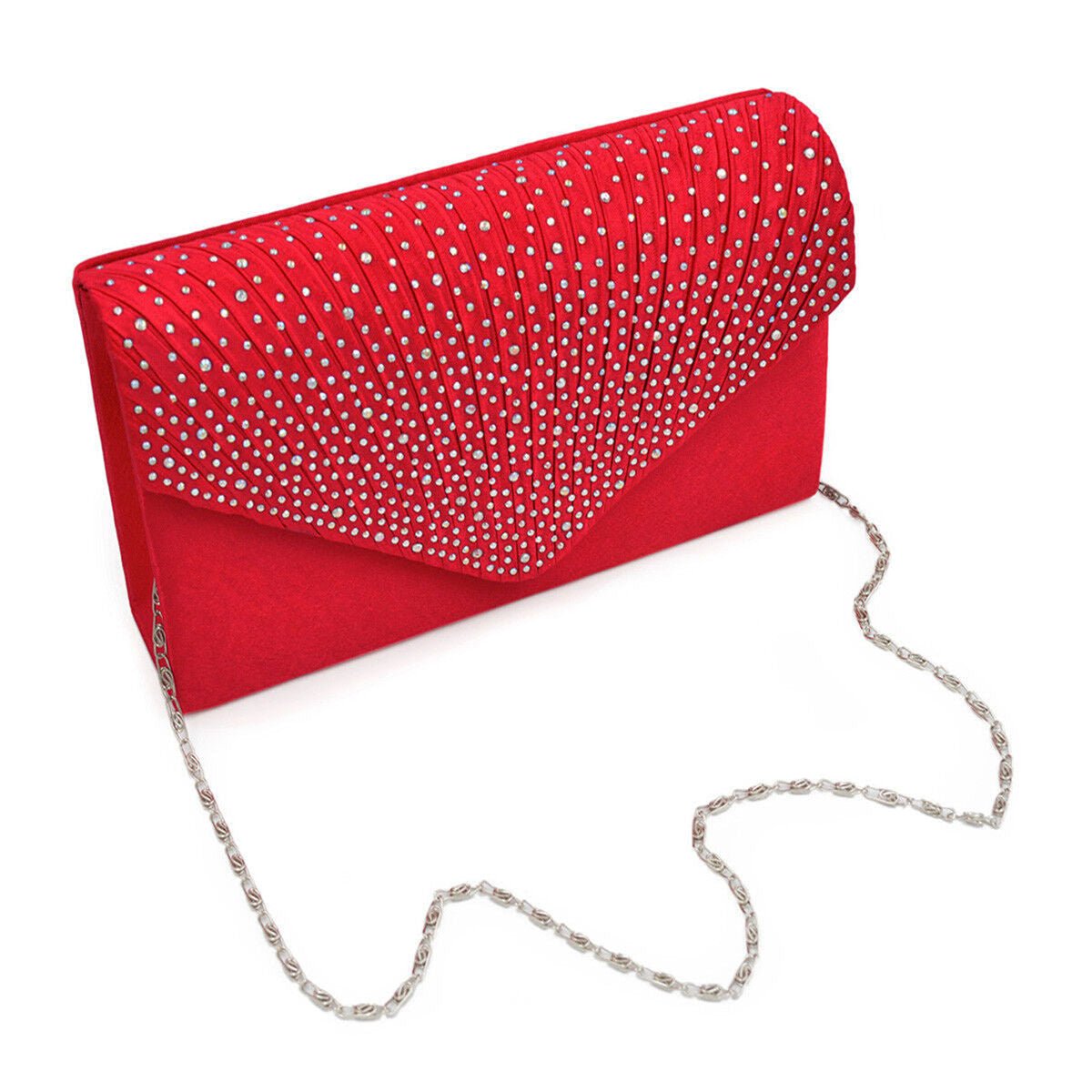 Clutch Red Ruched Rhinestone Bag for Women - Cowgirltops.com
