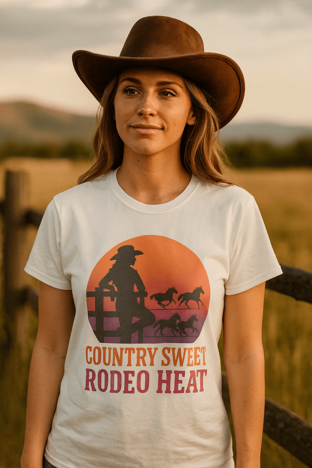 Country Sweet Rodeo Heat Womens T-Shirt - Cowgirltops.com