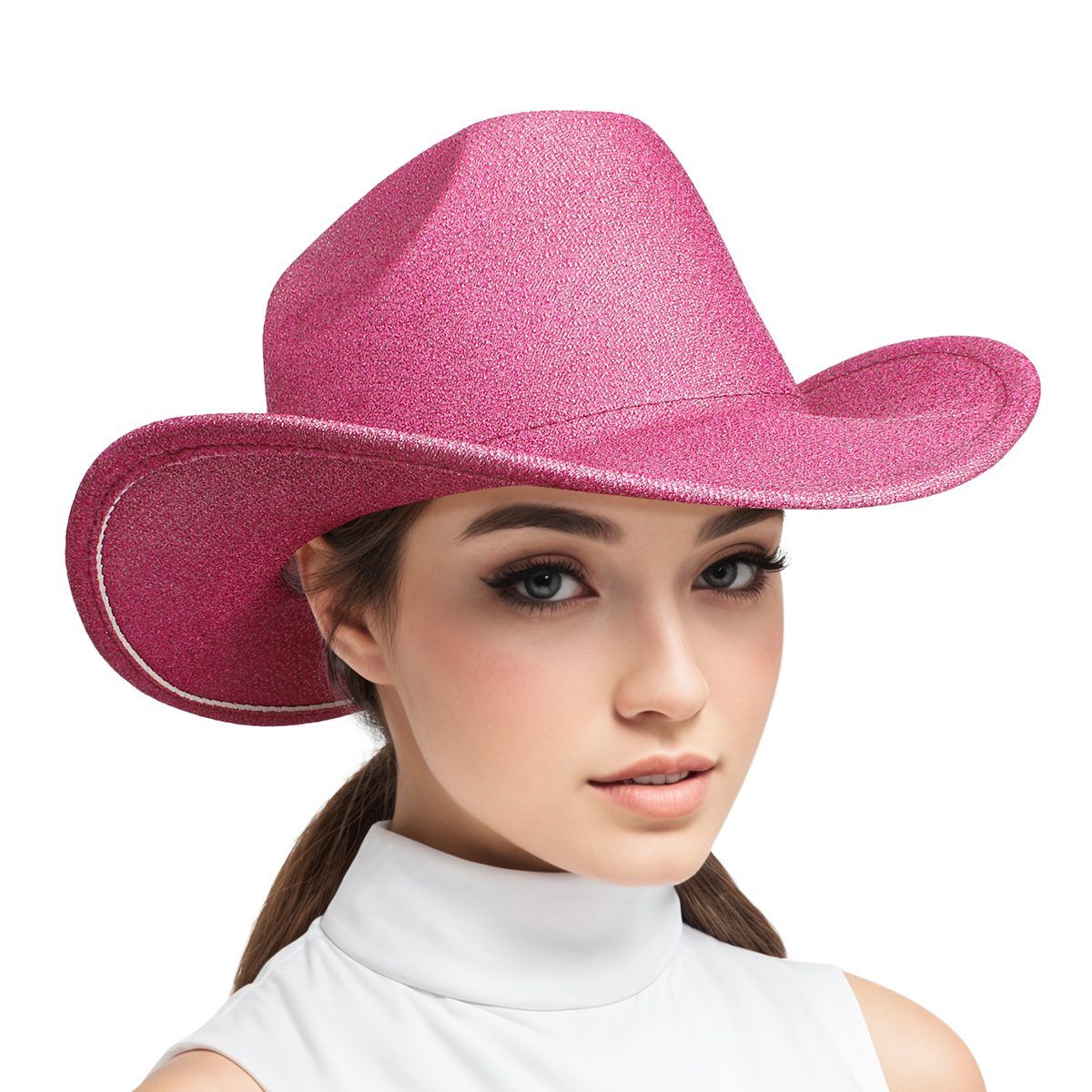 Cowboy Hat Fuchsia Glittery Rodeo Style for Women - Cowgirltops.com