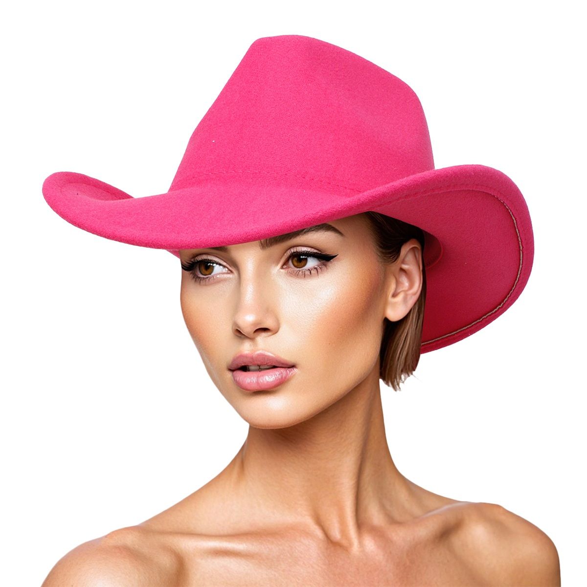 Cowboy Hat Fuchsia Pinched Cowgirl Fashion Hat - Cowgirltops.com