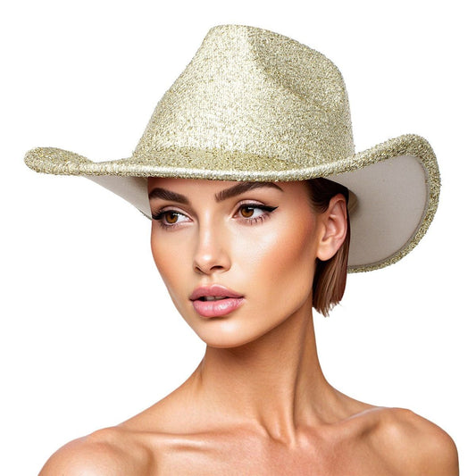 Cowboy Hat Gold Metallic Glittering Fashion Hat - Cowgirltops.com