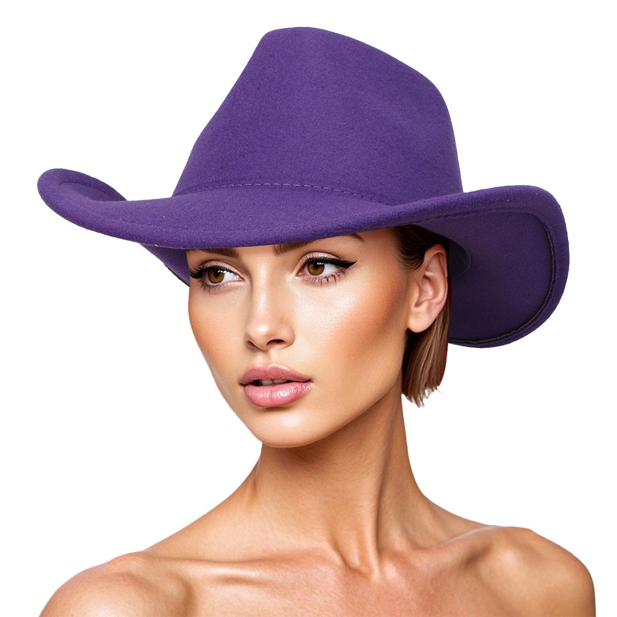 Cowboy Hat Purple Pinched Cowgirl Fashion Hat - Cowgirltops.com