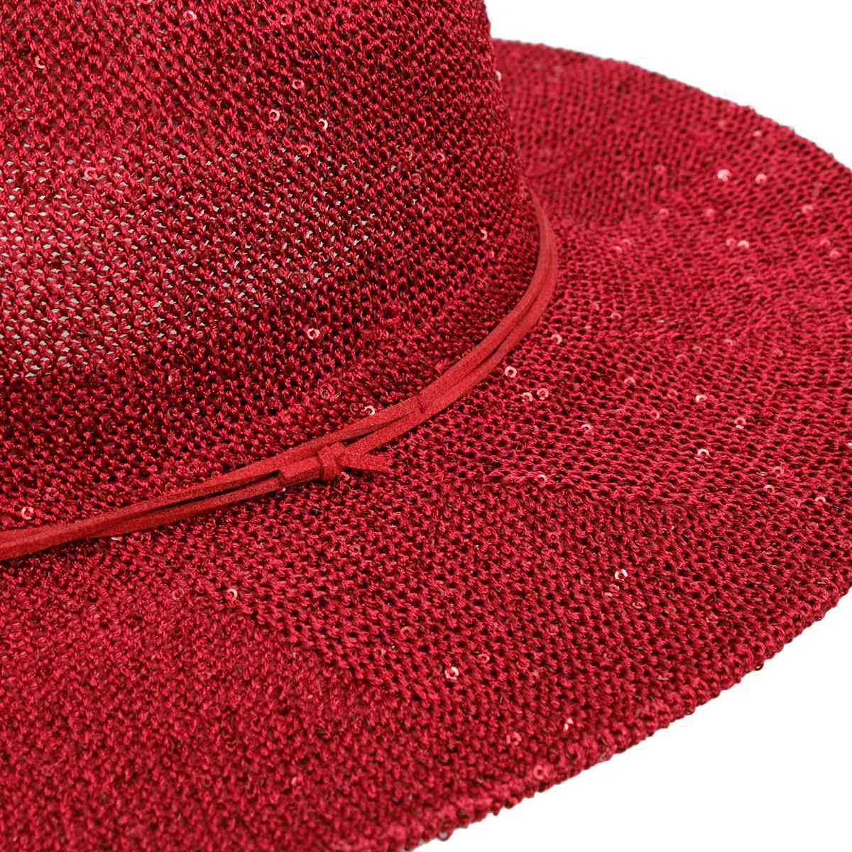 Cowboy Hat Red Sequin Embroidered Panama Hat - Cowgirltops.com