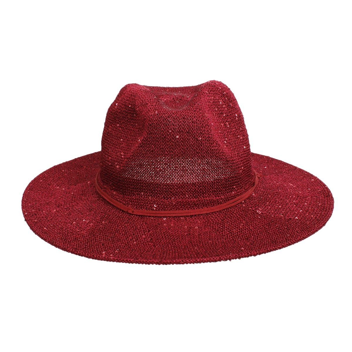Cowboy Hat Red Sequin Embroidered Panama Hat - Cowgirltops.com