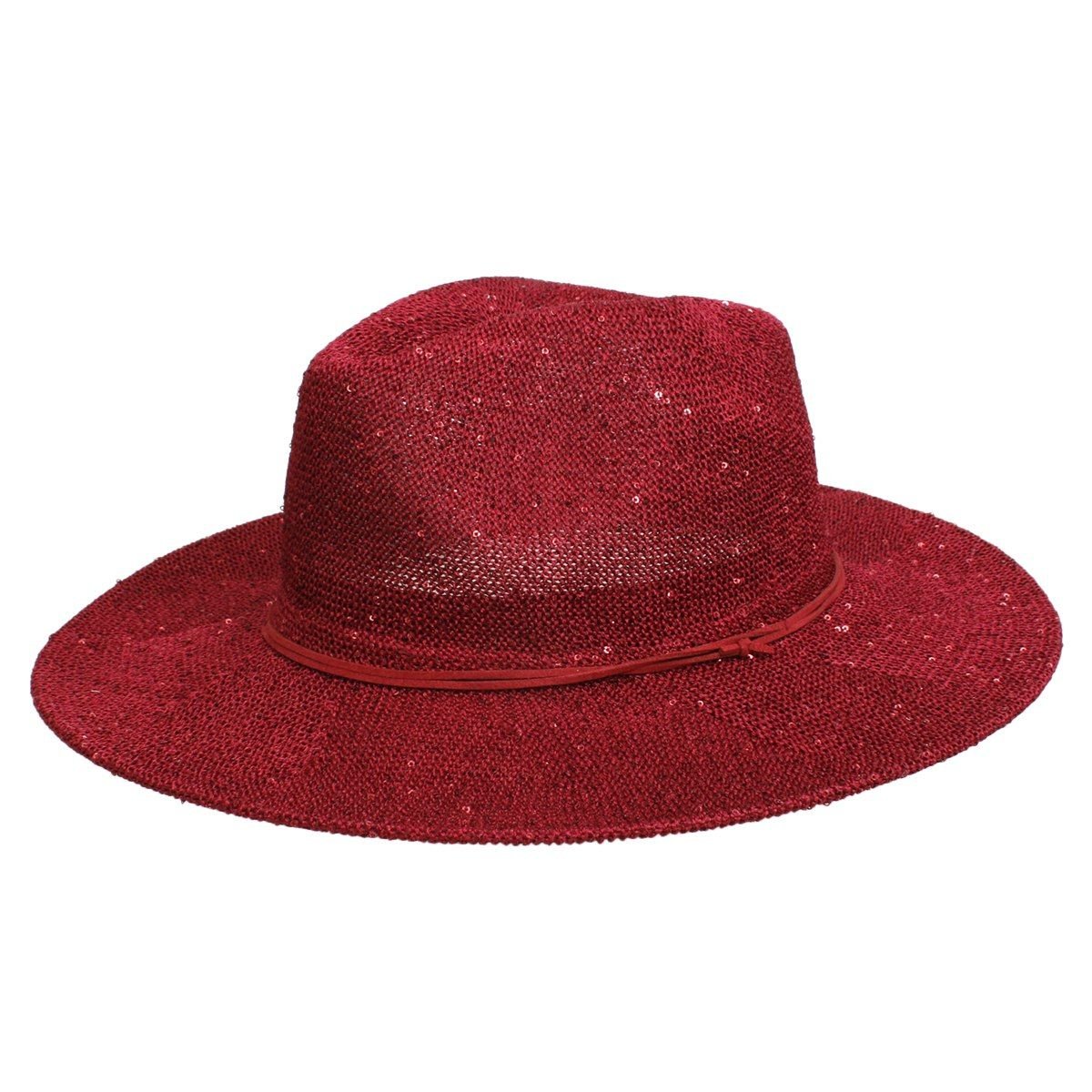 Cowboy Hat Red Sequin Embroidered Panama Hat - Cowgirltops.com