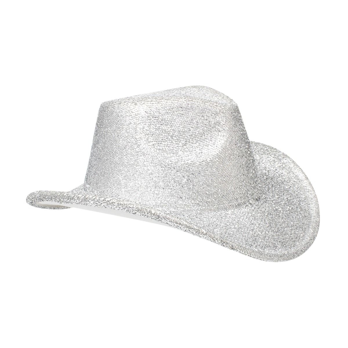 Cowboy Hat Silver Metallic Glittering Fashion Hat - Cowgirltops.com