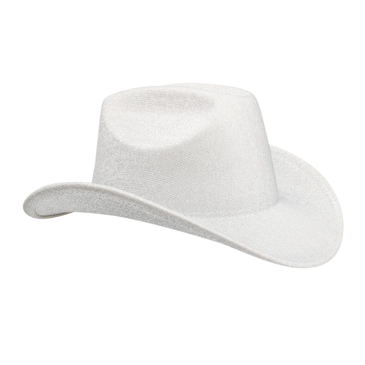 Cowboy Hat White Glittery Silver Rodeo Style - Cowgirltops.com