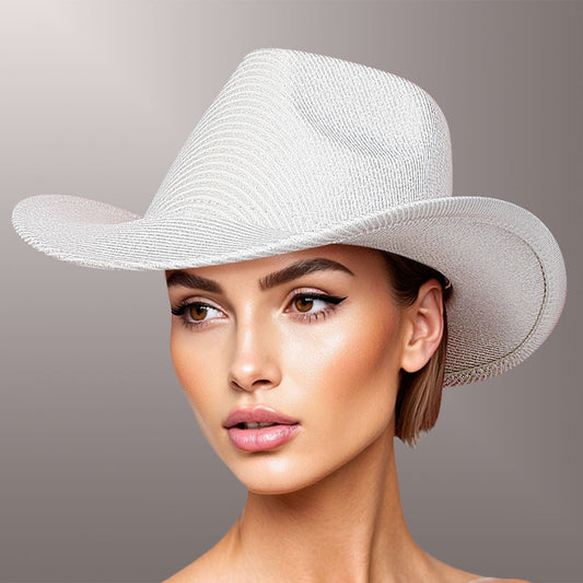 Cowboy Hat White Iridescent Stripe Fashion Hat - Cowgirltops.com