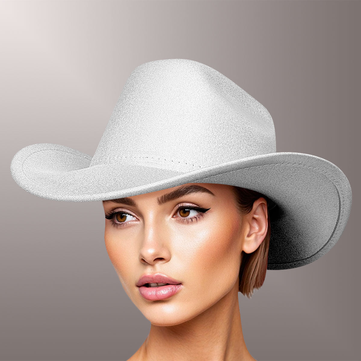 Cowboy Hat White Metallic Finish Fashion Hat - Cowgirltops.com