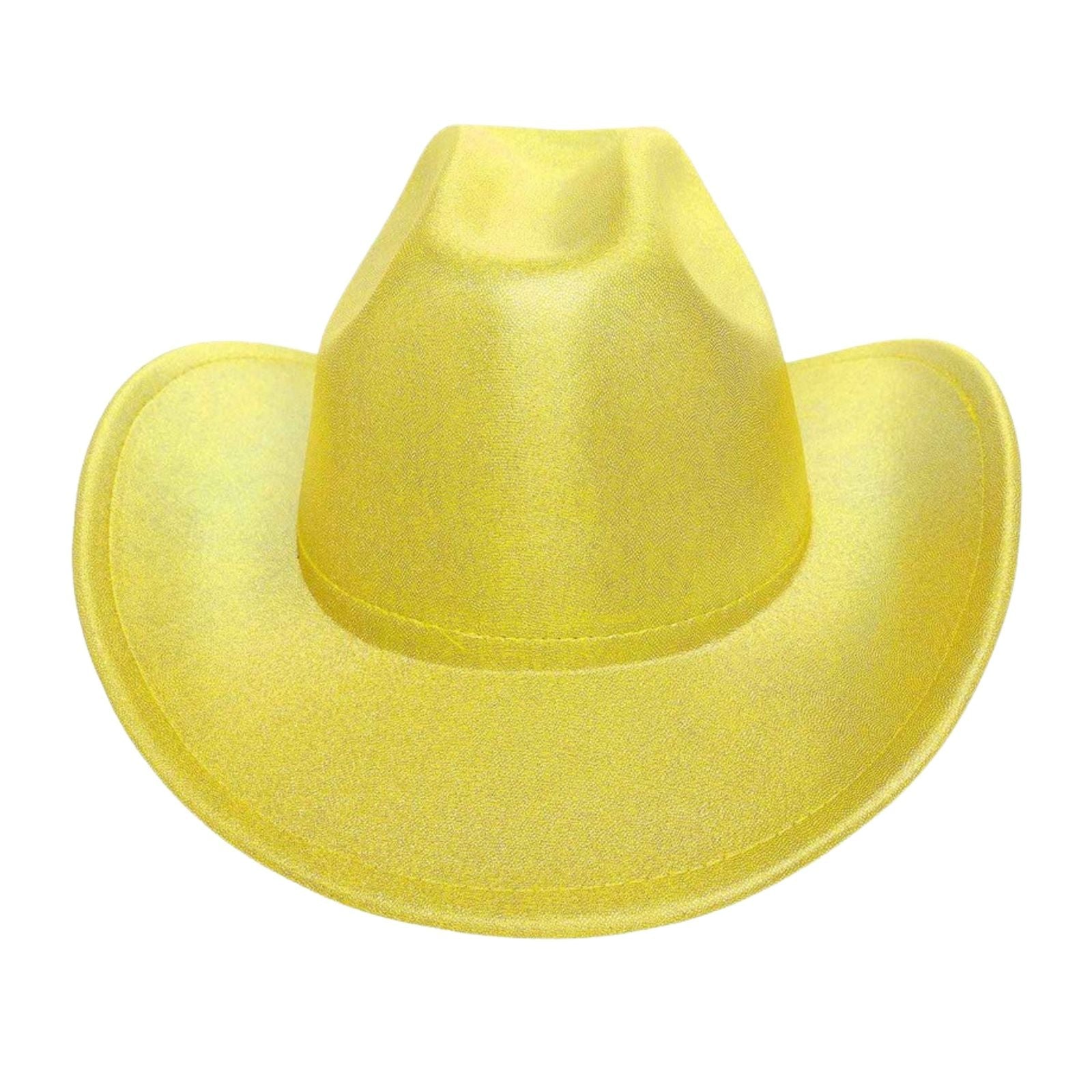 Cowboy Hat Yellow Metallic Finish Fashion Hat - Cowgirltops.com