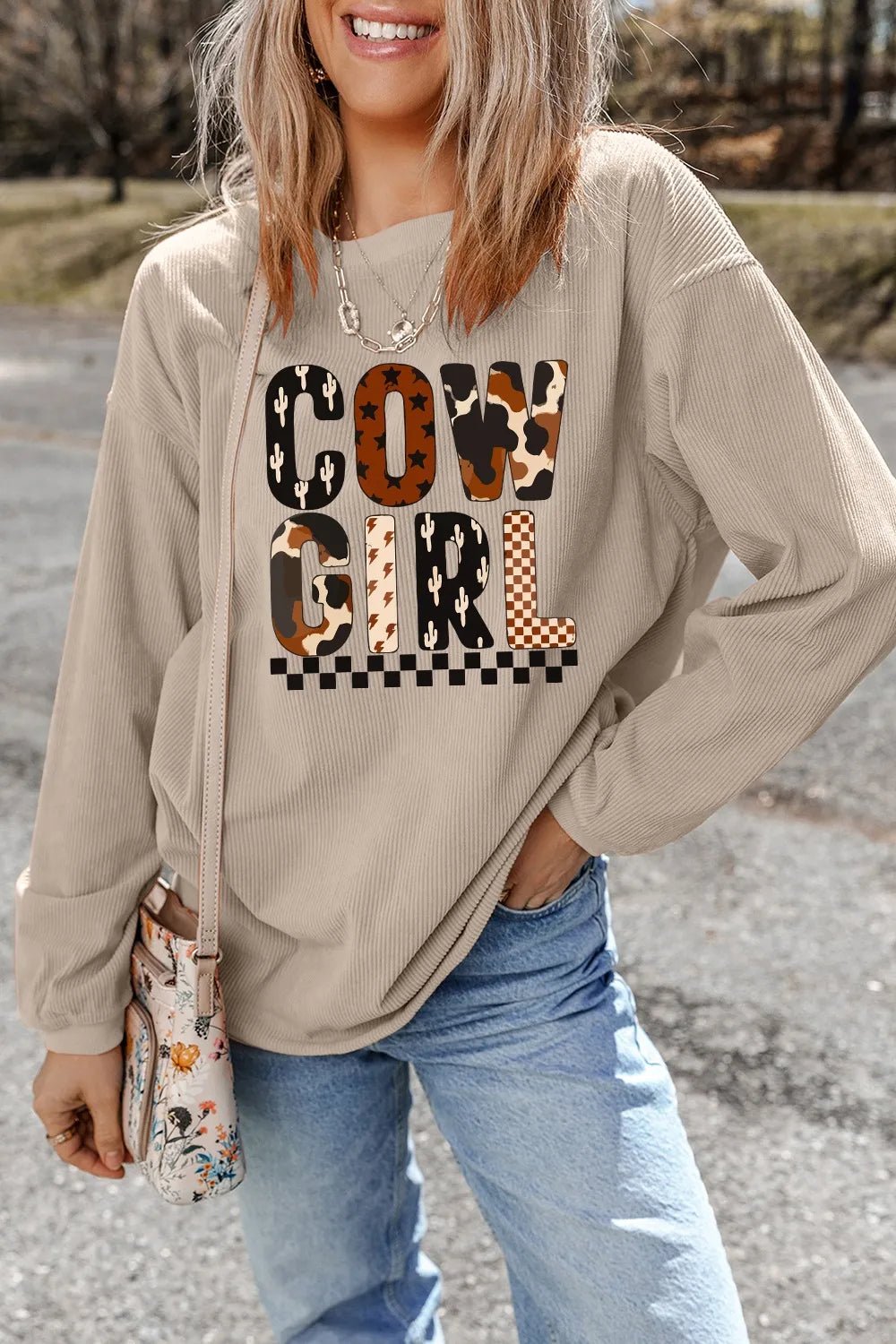 Cowgirl Graphic Long Sleeve Sweatshirt - Cowgirltops.com