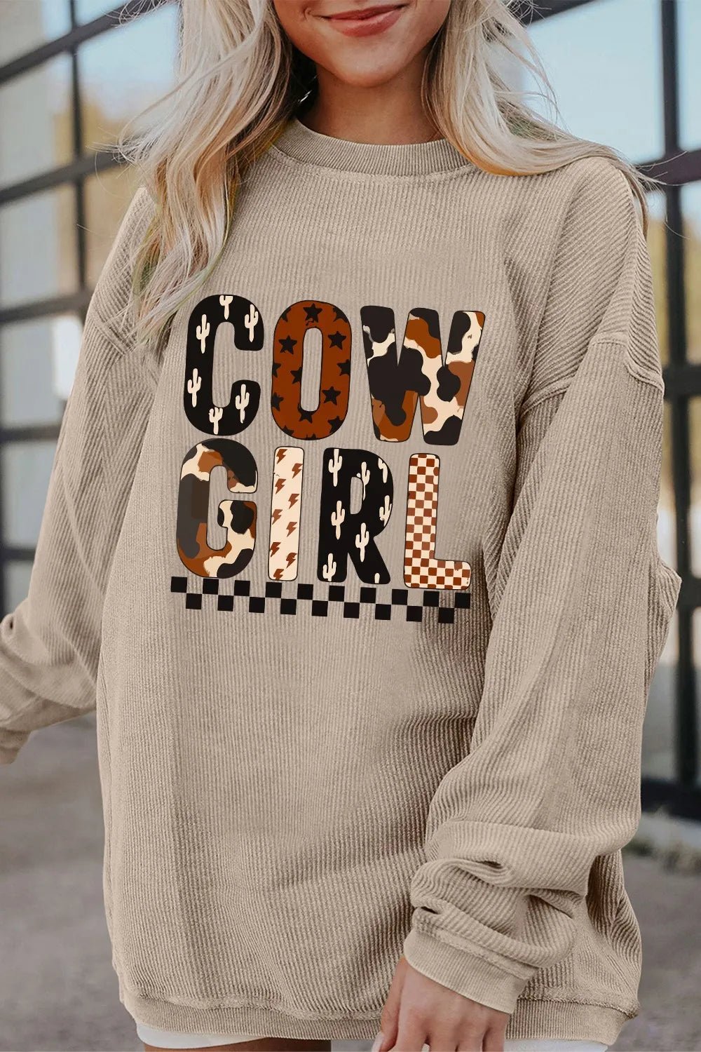 Cowgirl Graphic Long Sleeve Sweatshirt - Cowgirltops.com
