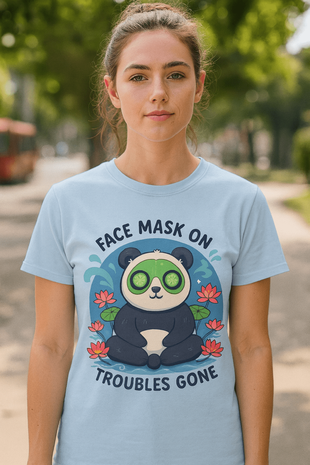 Cute Panda Face Mask T-Shirt - Cowgirltops.com
