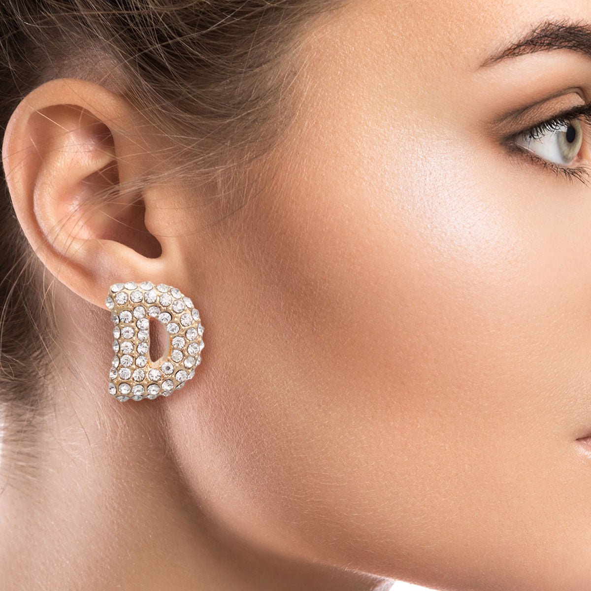 D Initial Rhinestone Studs - Cowgirltops.com