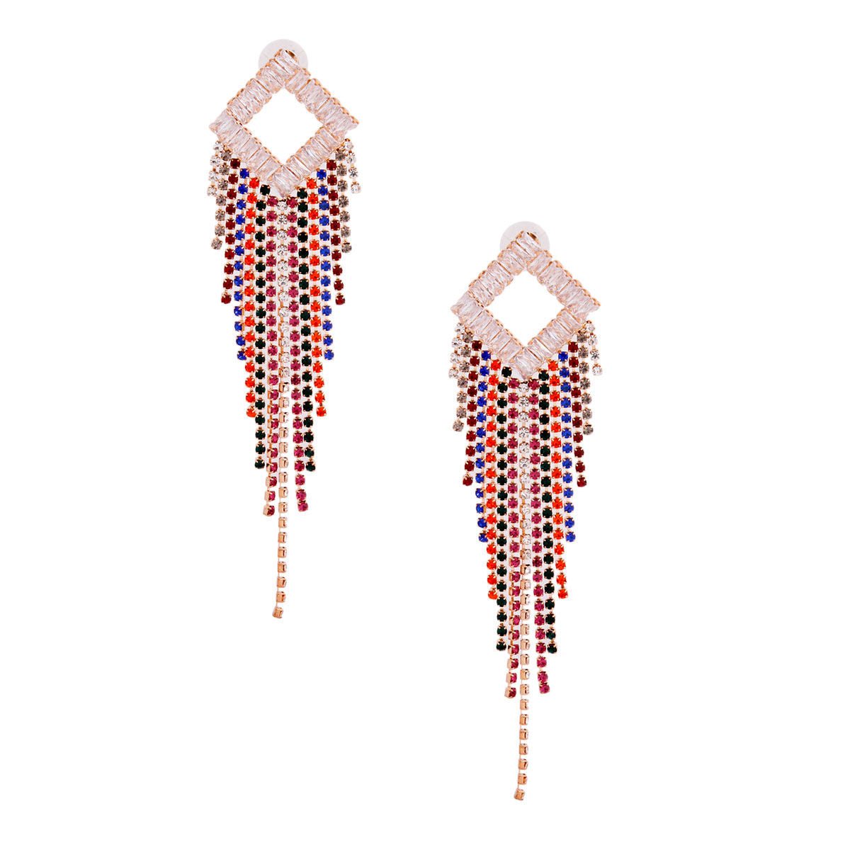 Diamond Fringe Rhinestone Earrings - Cowgirltops.com