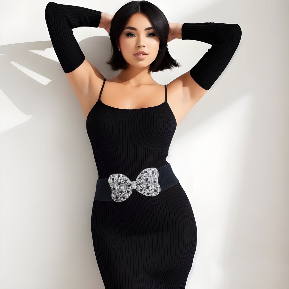 Dotted Bowknot Rhinestone Stretch Belt - Cowgirltops.com