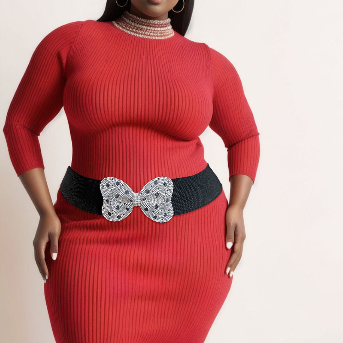 Dotted Bowknot Rhinestone Stretch Belt - Cowgirltops.com