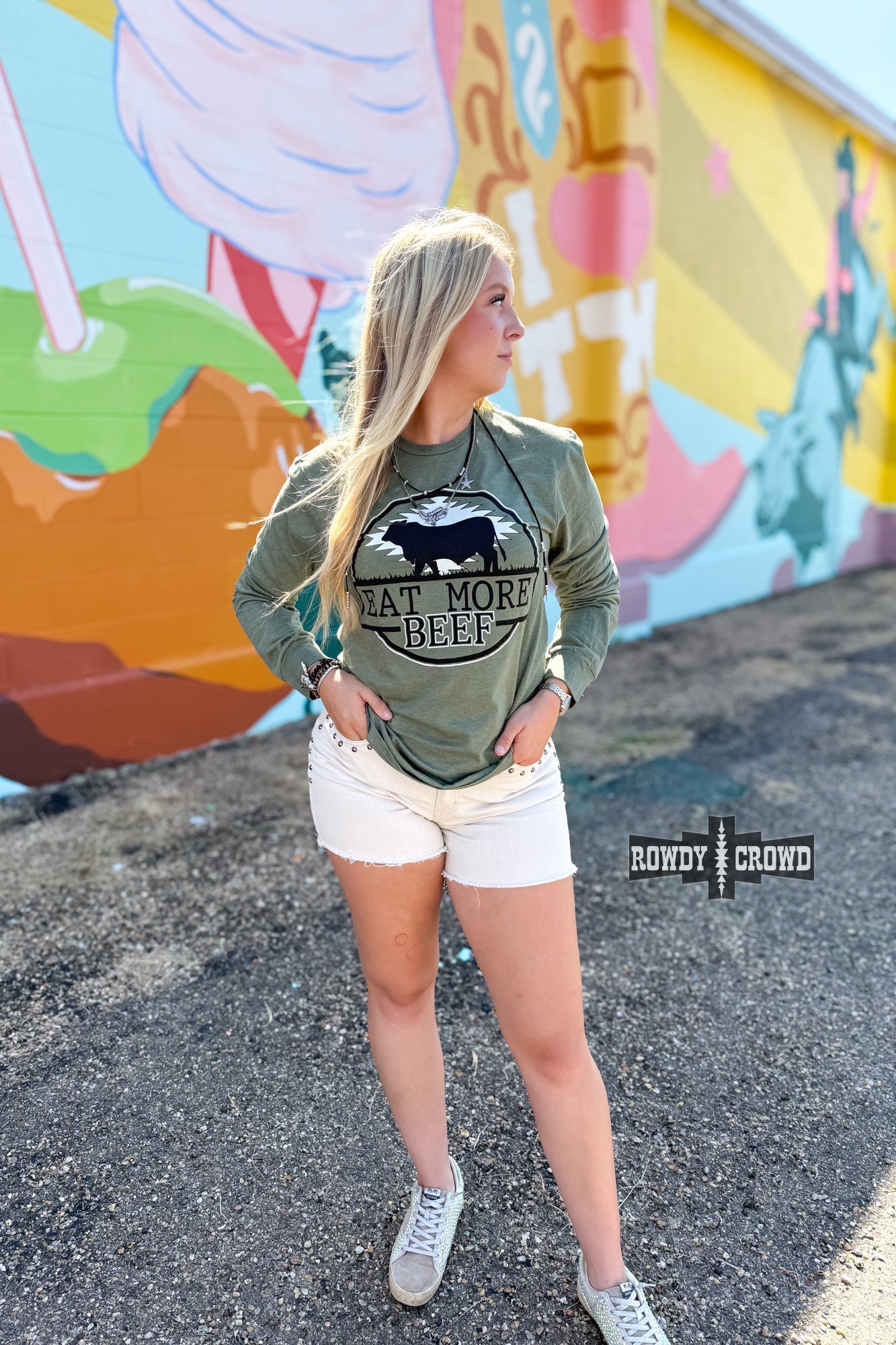 Eat More Beef Long Sleeve Tee - Cowgirltops.com