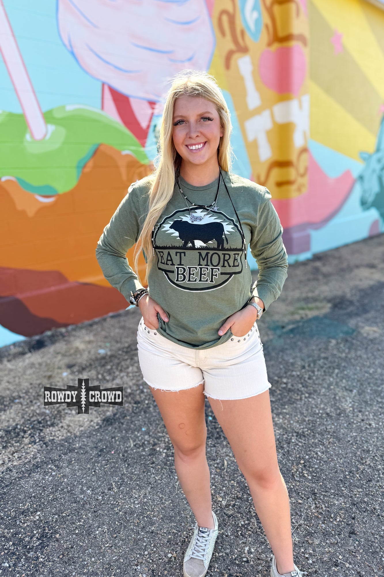 Eat More Beef Long Sleeve Tee - Cowgirltops.com