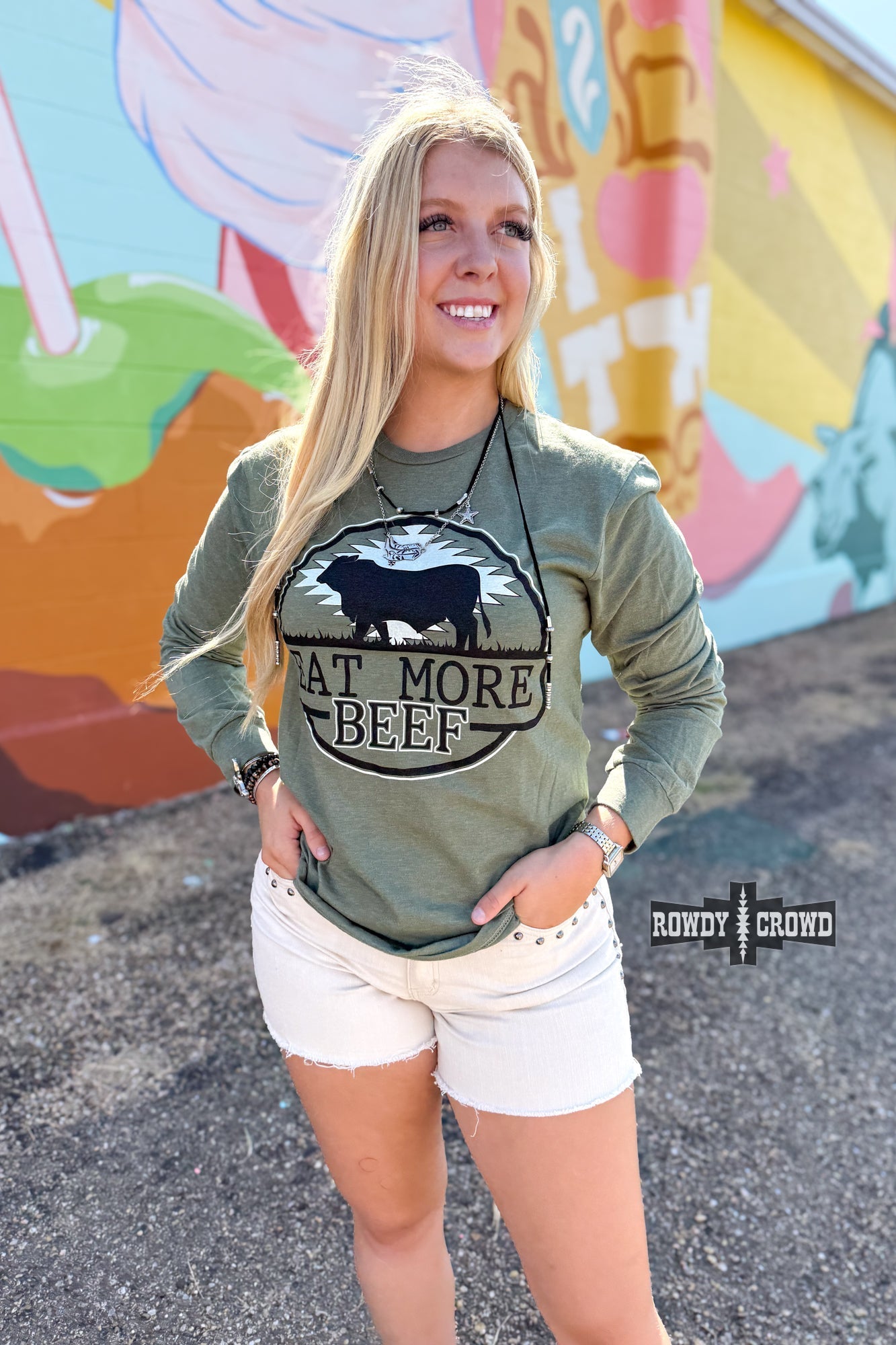 Eat More Beef Long Sleeve Tee - Cowgirltops.com
