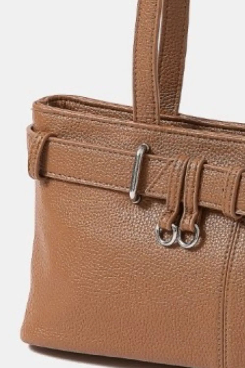 Fame Belt Strap Textured Faux Leather Shoulder Bag - Cowgirltops.com