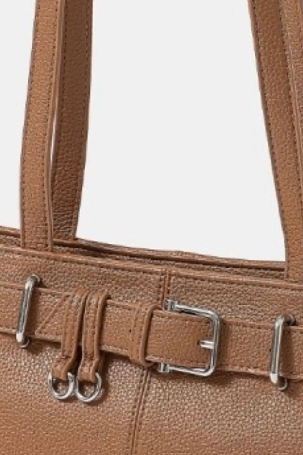 Fame Belt Strap Textured Faux Leather Shoulder Bag - Cowgirltops.com