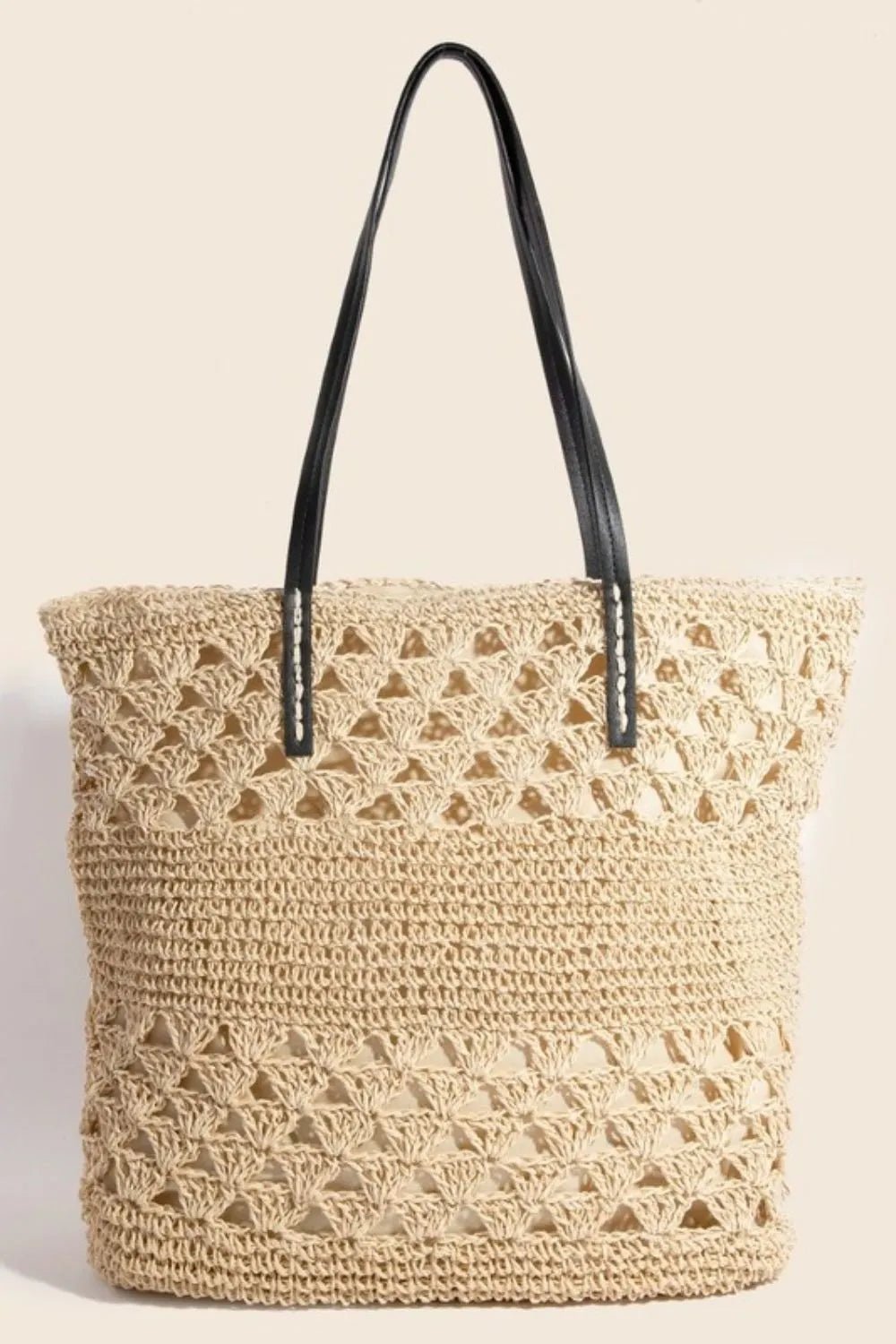 Fame Faux Leather Handle Knitted Tote Bag - Cowgirltops.com