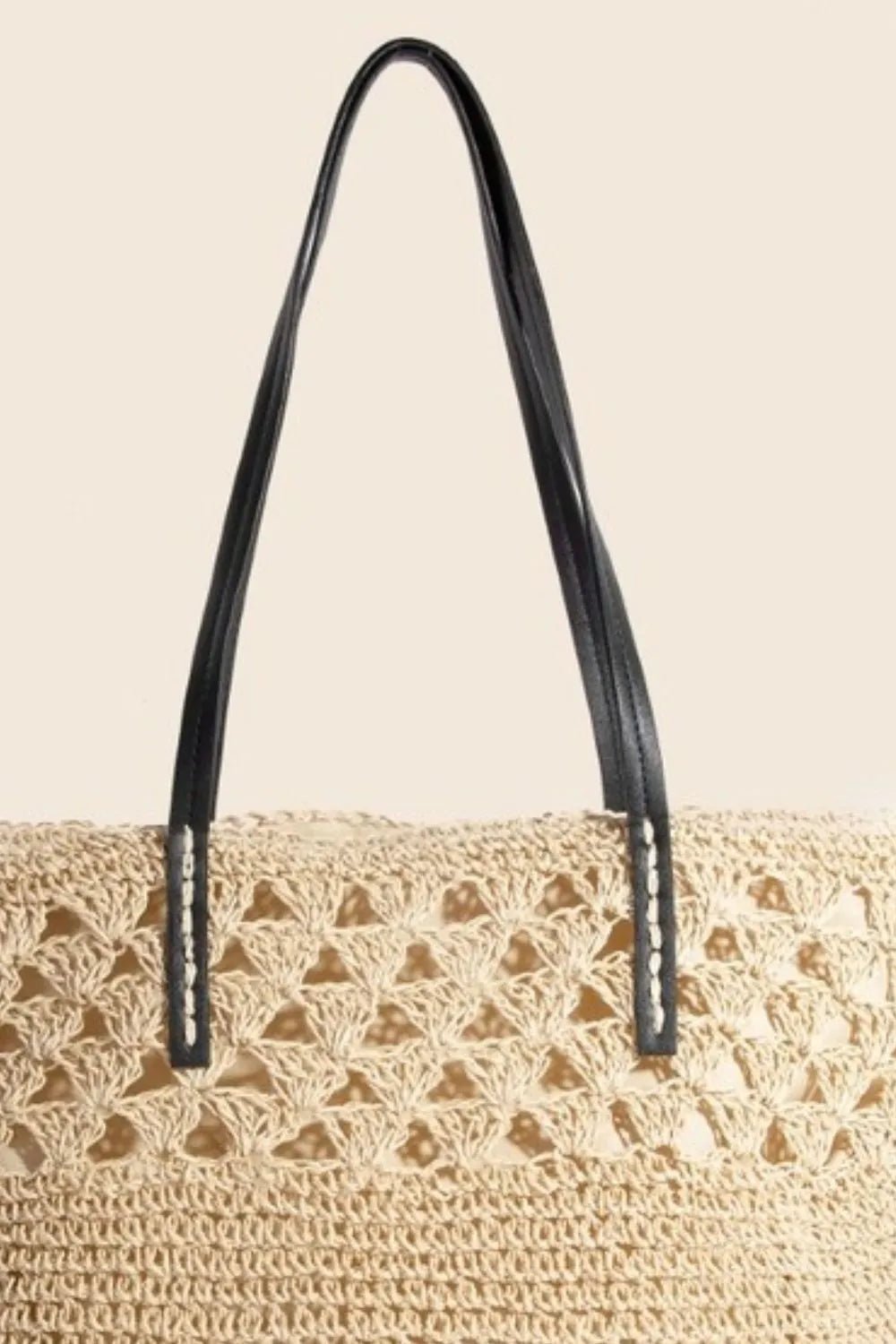 Fame Faux Leather Handle Knitted Tote Bag - Cowgirltops.com