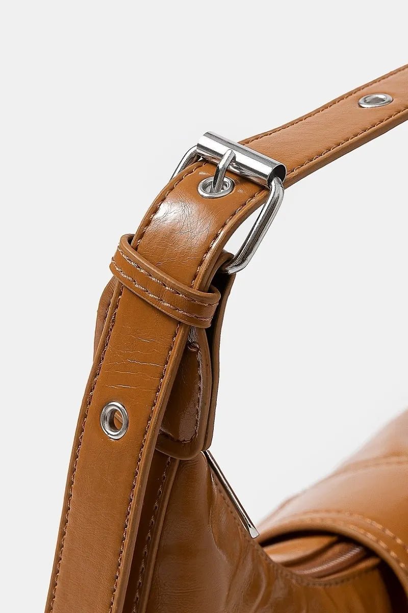 Fame Faux Leather Studded Trim Shoulder Bag - Cowgirltops.com