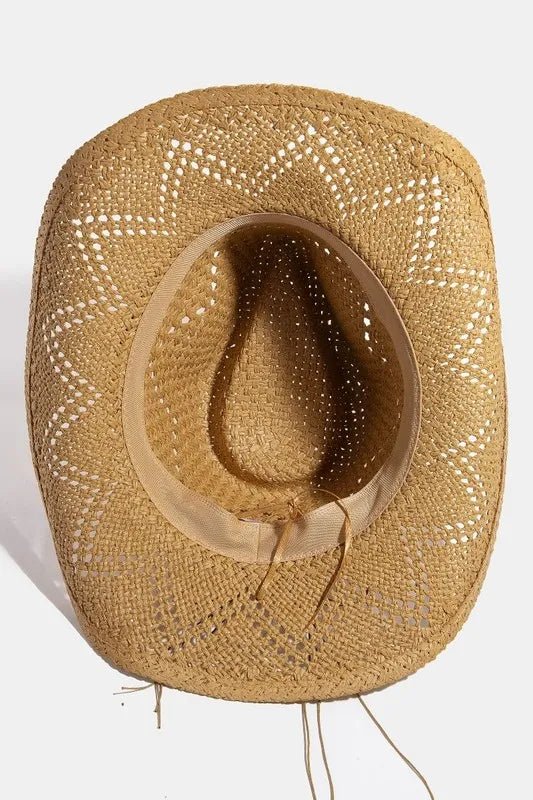 Fame Mixed Beaded Strap Western Fedora Straw Hat - Cowgirltops.com