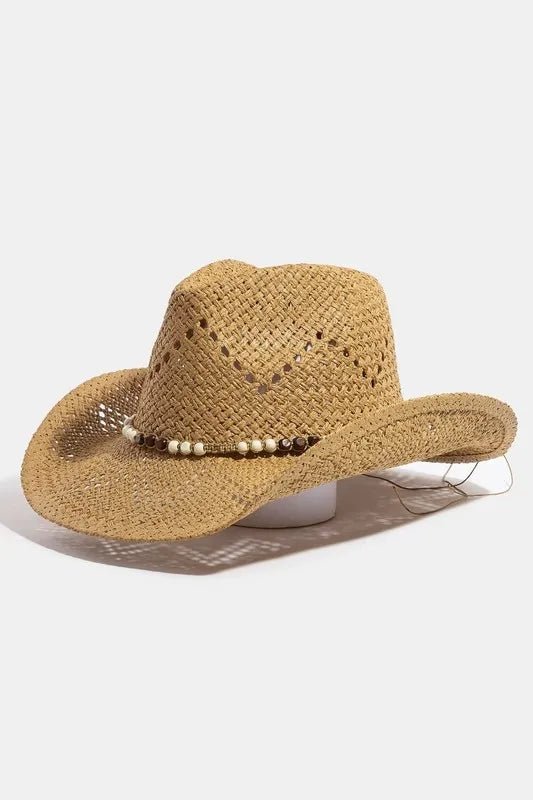 Fame Mixed Beaded Strap Western Fedora Straw Hat - Cowgirltops.com