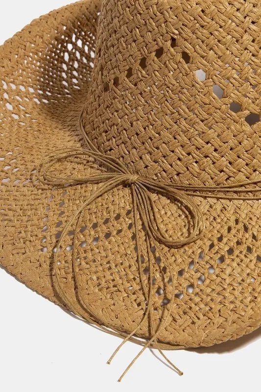 Fame Mixed Beaded Strap Western Fedora Straw Hat - Cowgirltops.com