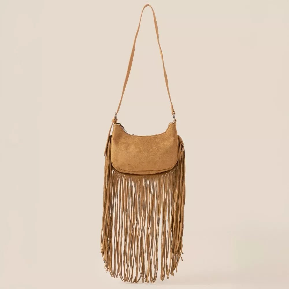 Fame Suede Fringe Crossbody Bag - Cowgirltops.com