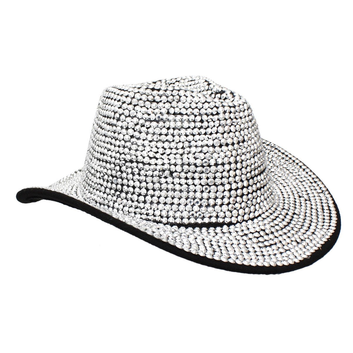 Fedora Black with Silver Rhinestone Bling Hat - Cowgirltops.com
