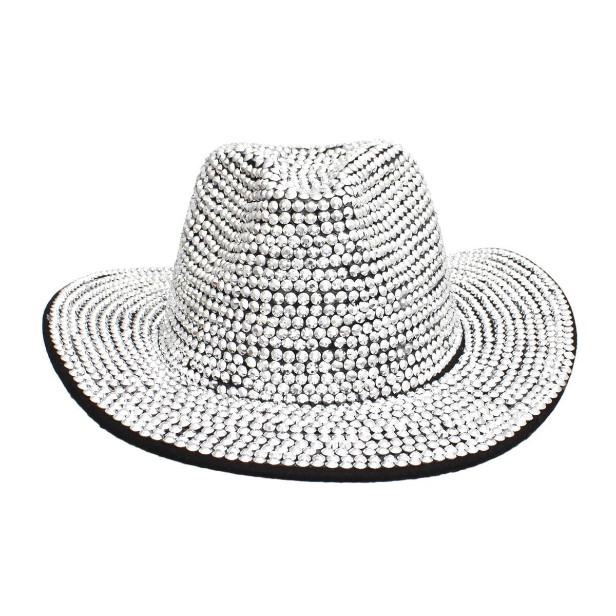 Fedora Black with Silver Rhinestone Bling Hat - Cowgirltops.com