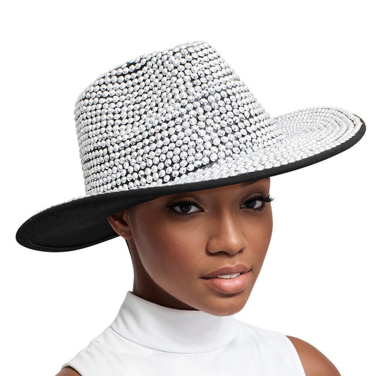 Fedora Black with Silver Rhinestone Bling Hat - Cowgirltops.com