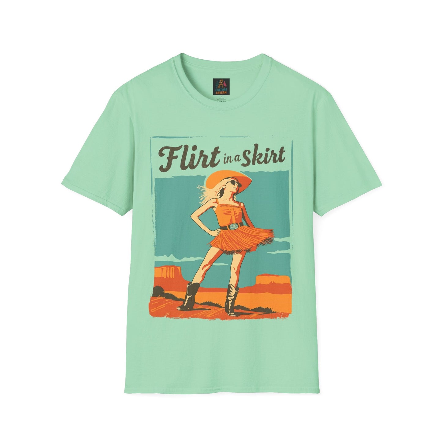 Flirt in a Skirt Retro Graphic T-Shirt - Cowgirltops.com