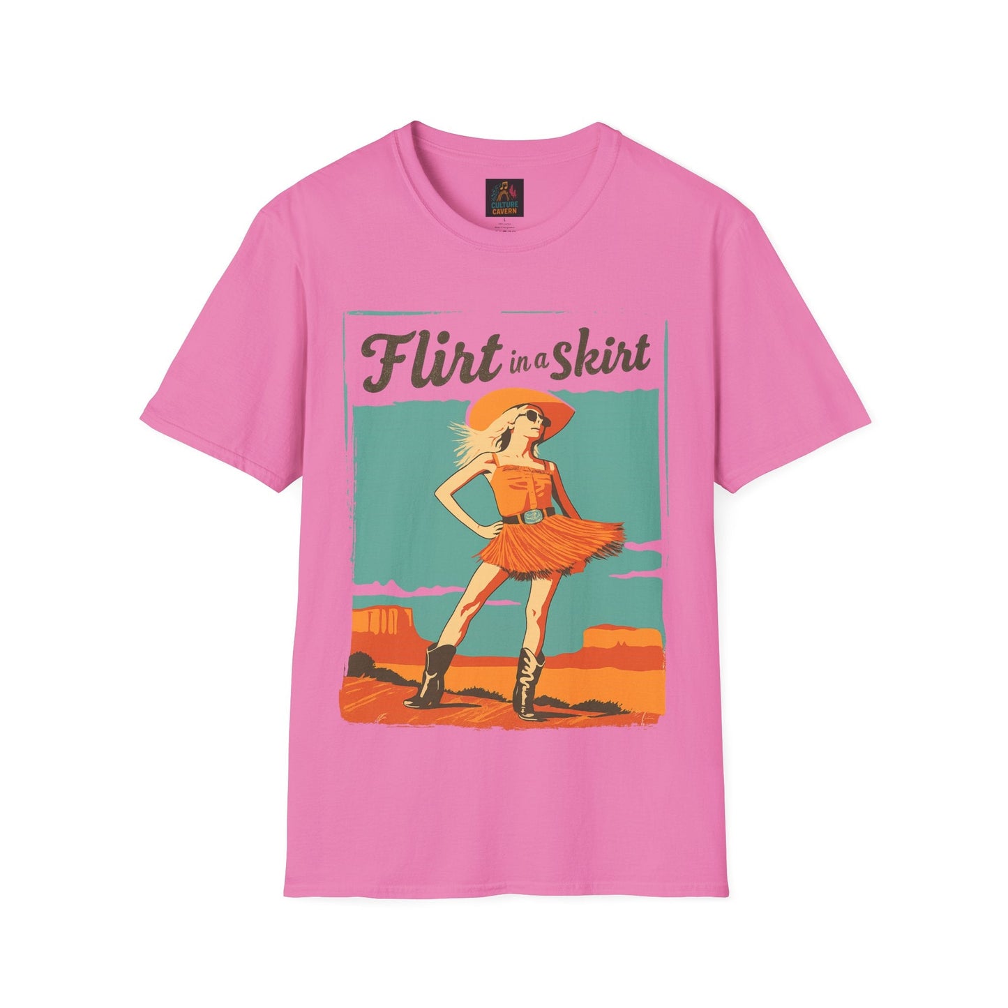 Flirt in a Skirt Retro Graphic T-Shirt - Cowgirltops.com