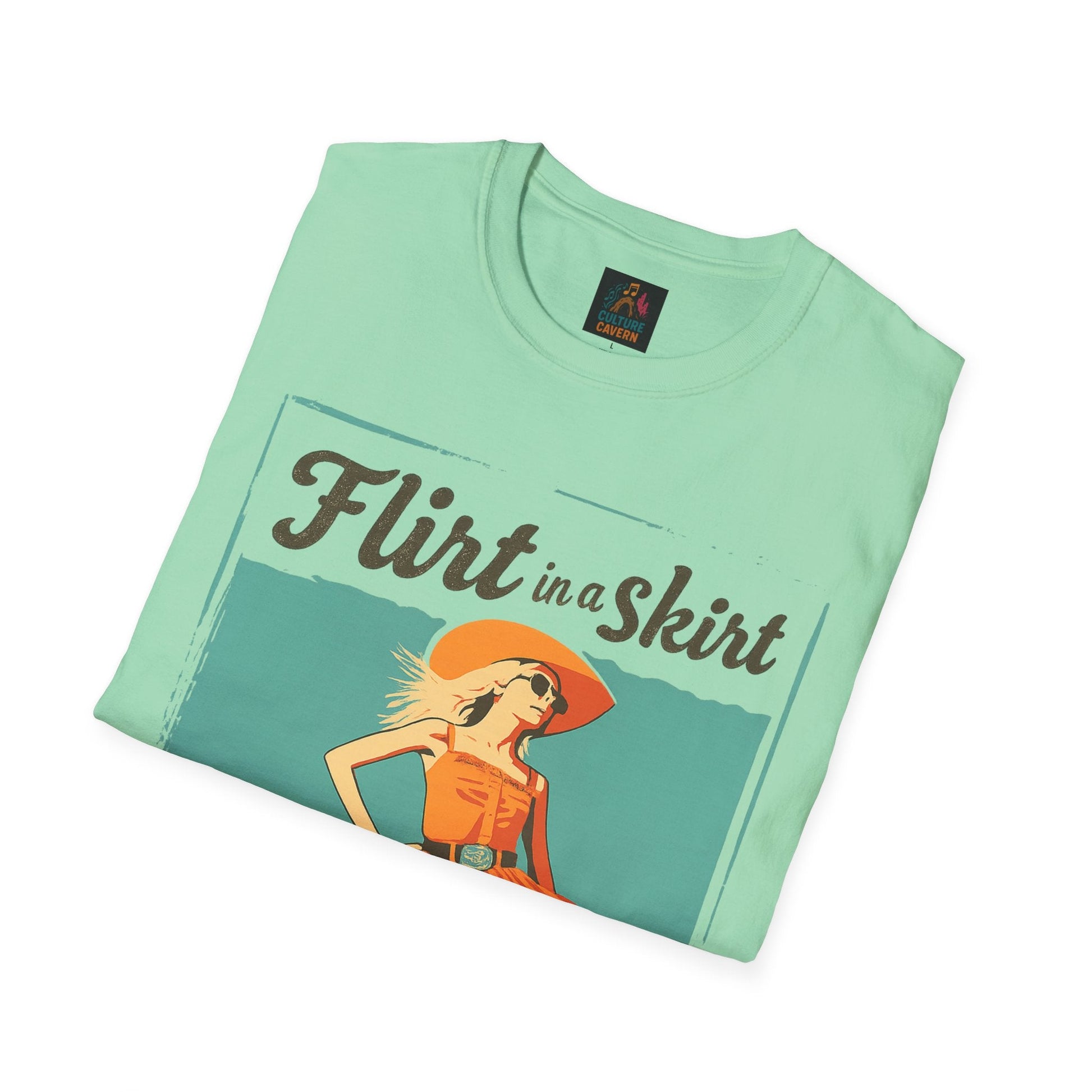 Flirt in a Skirt Retro Graphic T-Shirt - Cowgirltops.com