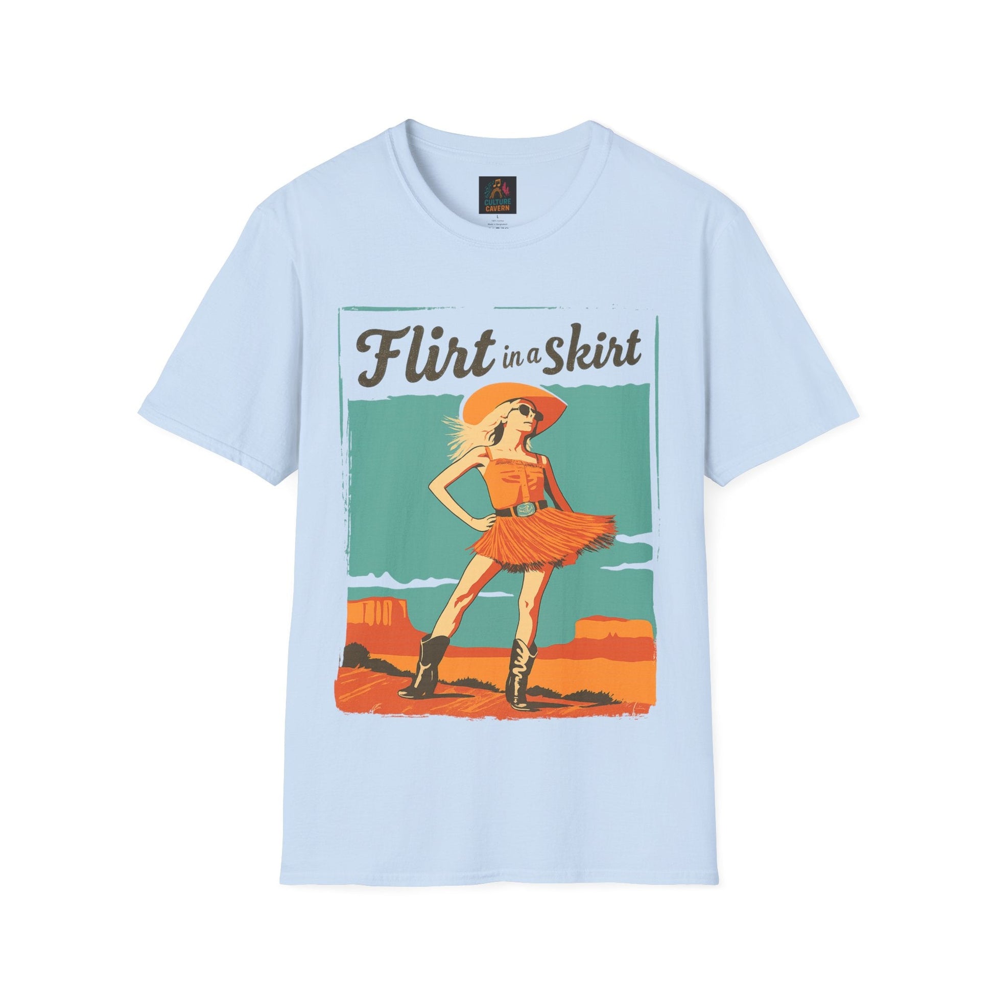 Flirt in a Skirt Retro Graphic T-Shirt - Cowgirltops.com