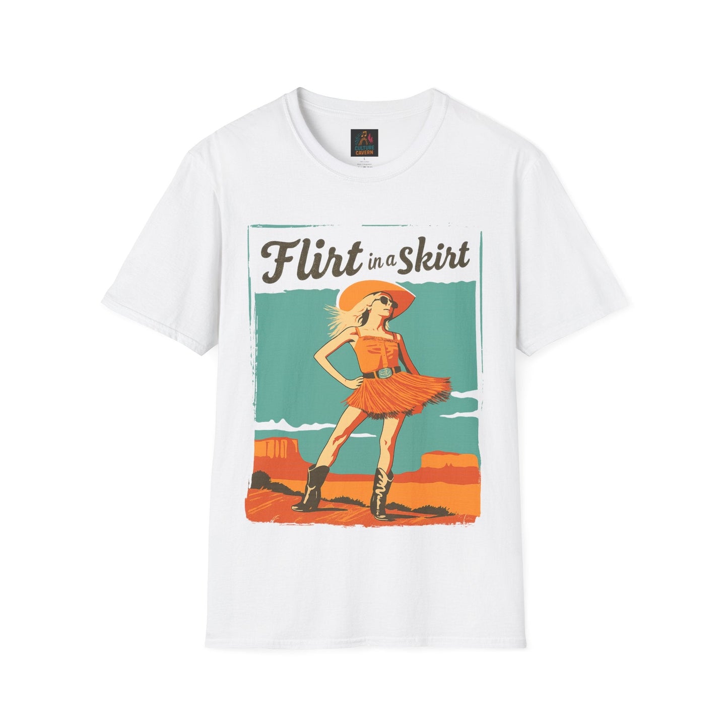 Flirt in a Skirt Retro Graphic T-Shirt - Cowgirltops.com