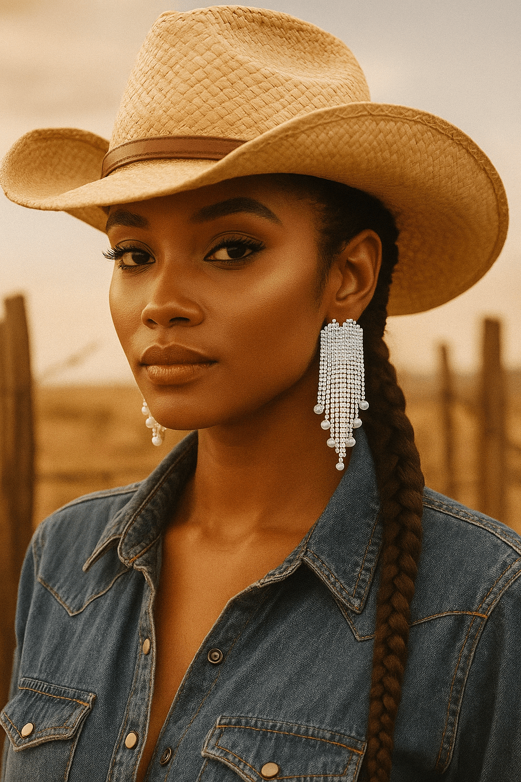 Fringe Silver Heart Rhinestone Earrings - Cowgirltops.com