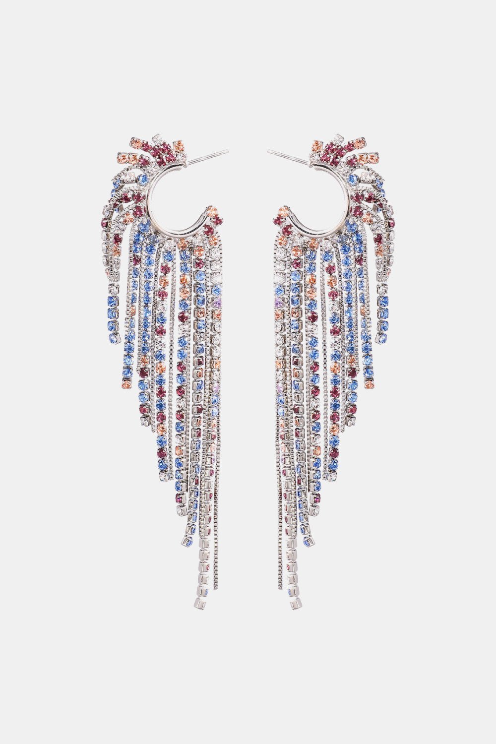 Fringed Rhinestone Zinc Alloy Dangle Earrings - Cowgirltops.com