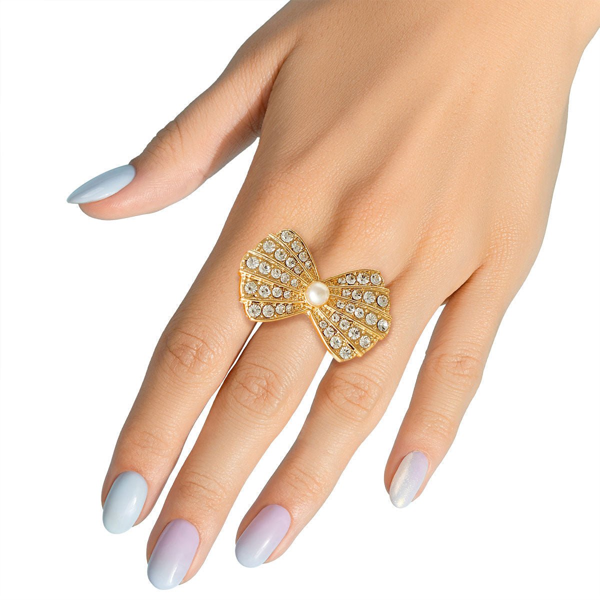 Gold Rhinestone Bow Ring - Cowgirltops.com